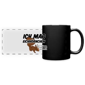 Eichhörnchen Vulkan Quiz Jäger lustig Spruch - Panorama-Tasse farbig - Schwarz - Vorne