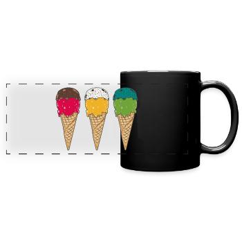 Eiscreme Eistüte Waffeleis Eis Sommer Feeling - Panorama-Tasse farbig - Schwarz - Vorne