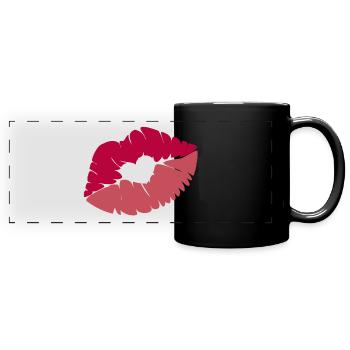 Küsse Küsse - Panorama-Tasse farbig - Schwarz - Vorne