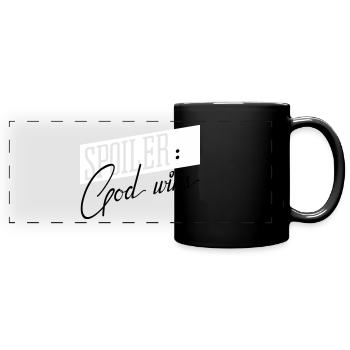 God wins - Full Colour Panoramic Mug - black - Front