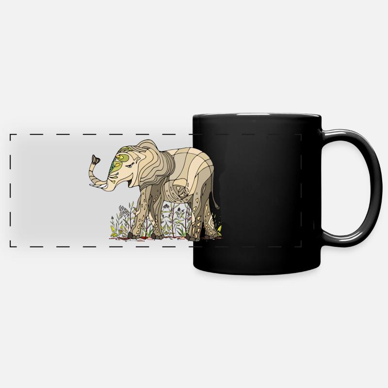 elefant - Panoramakopp i farge - svart