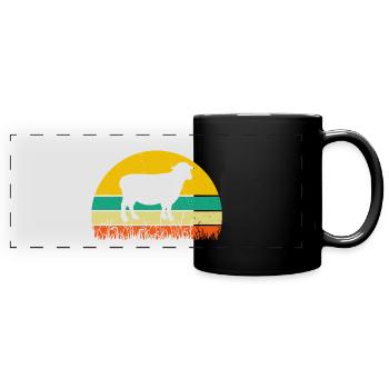 Retro Schaf T-Shirt Schaf - Panorama-Tasse farbig - Schwarz - Vorne