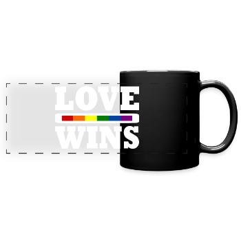 Love wins - Panorama-Tasse farbig - Schwarz - Vorne