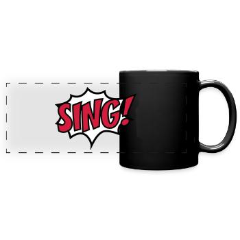 singen - Panorama-Tasse farbig - Schwarz - Vorne
