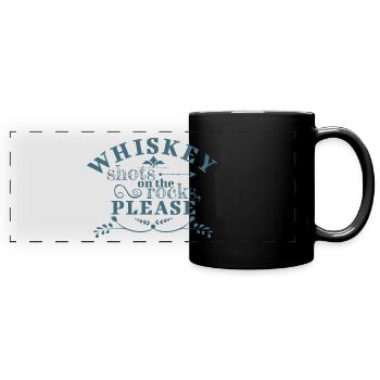 Whiskey shots on the rocks - Full Colour Panoramic Mug - black - Front