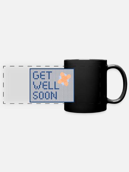 Get Well Soon blue - Full Colour Panoramic Mug - black