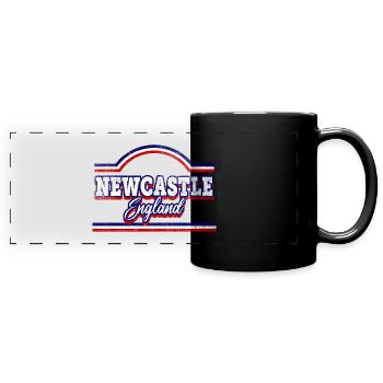 Newcastle England UK City Font Vintage Retro - Full Colour Panoramic Mug - black - Front