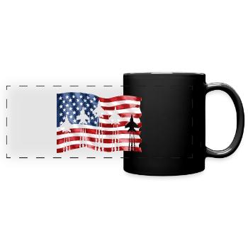 Amerikanische Kampfjets 4. Juli - Panorama-Tasse farbig - Schwarz - Vorne