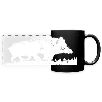 Sanglier chasse silhouette gibier chasseur animal  - Mug panoramique uni - noir - Devant