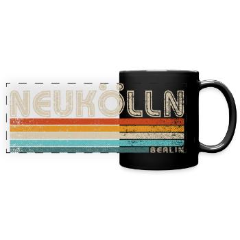 Neukölln Berlin Hauptstadt Bezirk Kiez Retro 80er - Panorama-Tasse farbig - Schwarz - Vorne