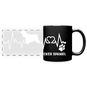 Cocker Spaniel Heartbeat Pulse ECG Cadeau pour chien - Mug panoramique uni - noir - Devant