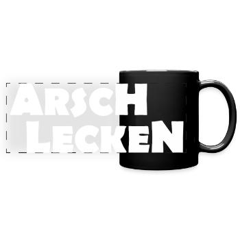 ARSCH LECKEN - Panorama-Tasse farbig - Schwarz - Vorne