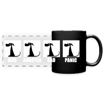 Lustiges Hunde T-Shirt Emotionen Sticker Shirt - Panorama-Tasse farbig - Schwarz - Vorne