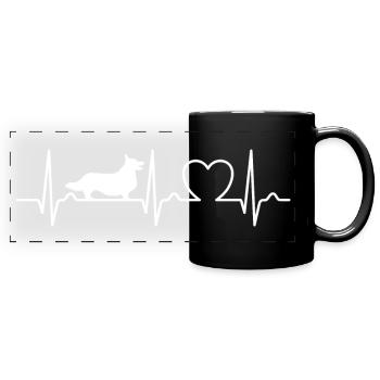 Herzkurve Corgi - Hundefan Haustier - Panorama-Tasse farbig - Schwarz - Vorne