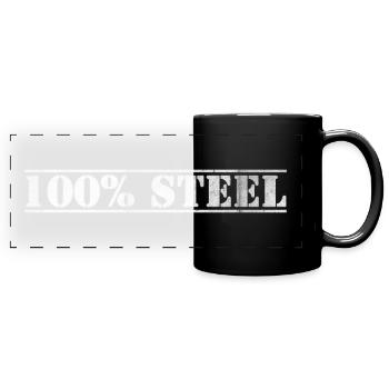 T-Shirt 100% Steel - Panorama-Tasse farbig - Schwarz - Vorne