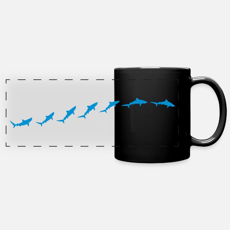 7 Sharks on a Wave - SVG image - Full Colour Panoramic Mug - black