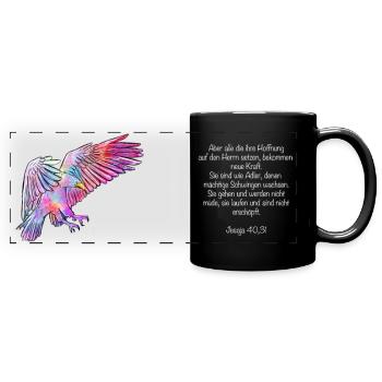 Adler - Panorama-Tasse farbig - Schwarz - Vorne