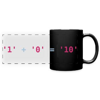 Python code | 1 plus 0 is 10 | programming strings - Panorama-Tasse farbig - Schwarz - Vorne