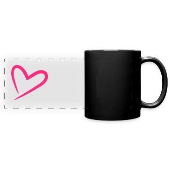 Heart in pink - Full Colour Panoramic Mug - black - Front