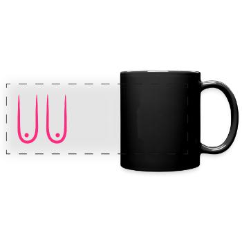 Hängende Brüste - Panorama-Tasse farbig - Schwarz - Vorne