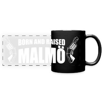 Né et élevé à Malmö - Mug panoramique uni - noir - Devant