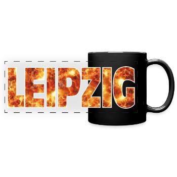 Leipzig - Panorama-Tasse farbig - Schwarz - Vorne