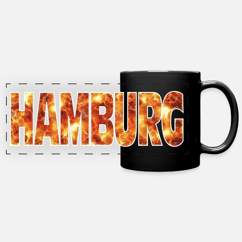 Hamburg - Panorama-Tasse farbig - Schwarz