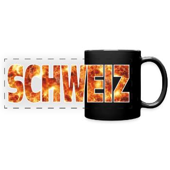 Schweiz - Panorama-Tasse farbig - Schwarz - Vorne
