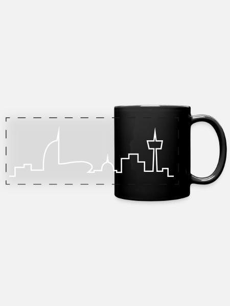Bremerhaven Skyline V2016 - Panorama-Tasse farbig - Schwarz