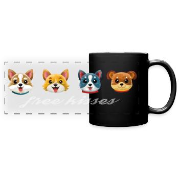 free kisses from wet Hundeschnauzen - Full Colour Panoramic Mug - black - Front