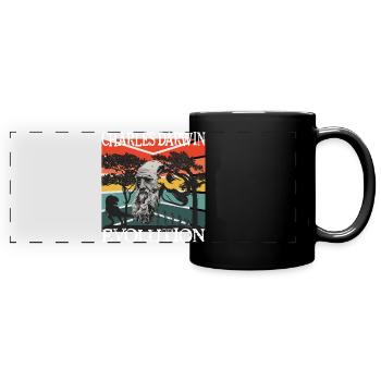 Charles Darwin Evolution textile gift idea - Full Colour Panoramic Mug - black - Front