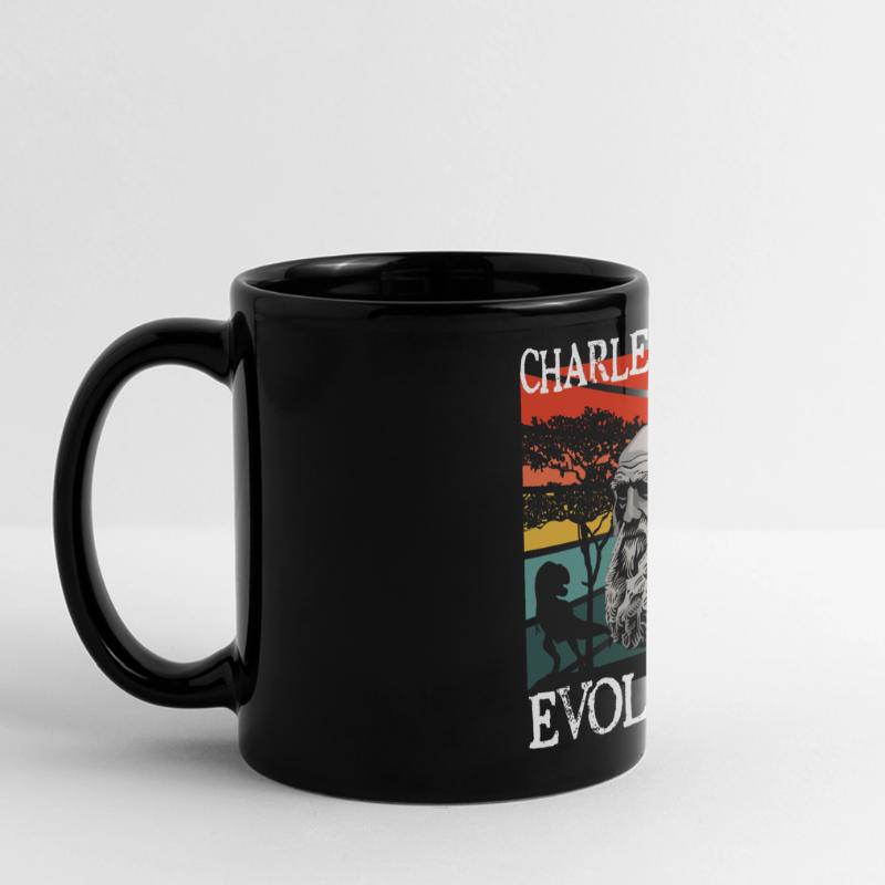 Charles Darwin Evolution textile Geschenkidee Panorama-Tasse farbig