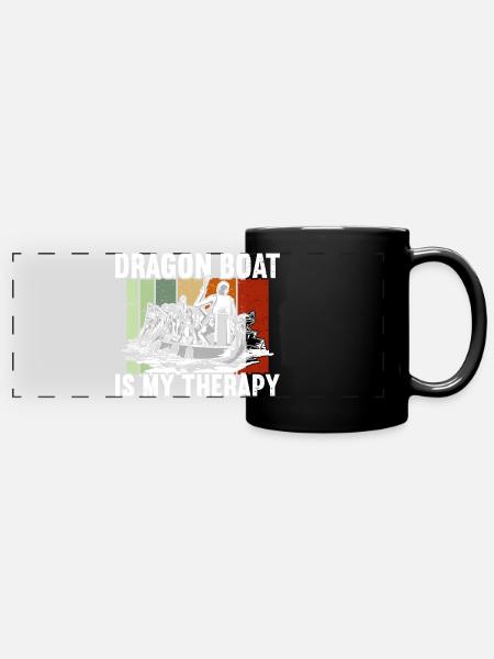 Drachenboot - Panorama-Tasse farbig - Schwarz