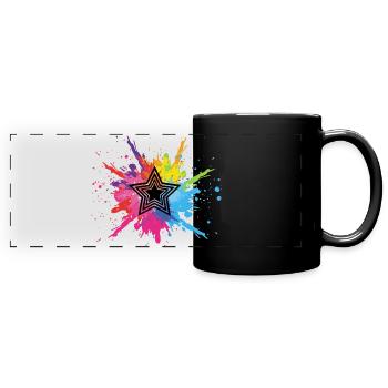 Schwarzer Stern und mehrfarbige Explosion - Panorama-Tasse farbig - Schwarz - Vorne