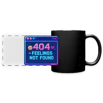 Y2K Retro – 404 Feelings Not Found - Full Colour Panoramic Mug - black - Front