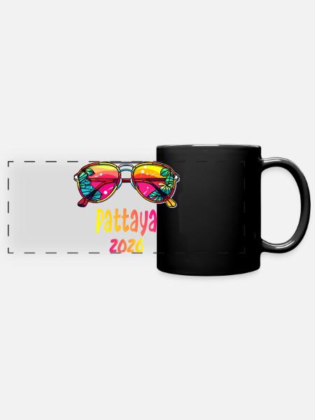 Pattaya 2026 Tropen Sonnenbrille - Panorama-Tasse farbig - Schwarz