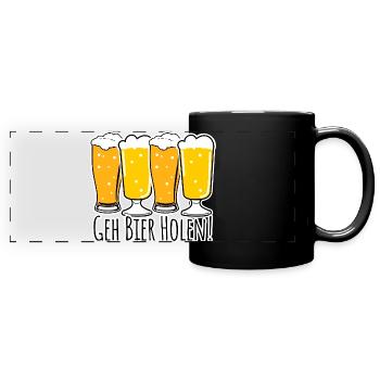 Geh Bier holen! - Panorama-Tasse farbig - Schwarz - Vorne