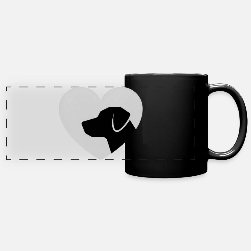 Silhouette de chien en forme de cœur en chemise - Mug panoramique uni - noir