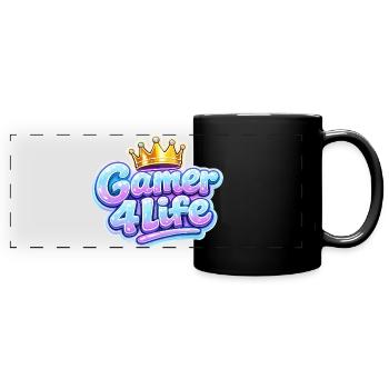 Gamer 4 Life Krone Design - Panorama-Tasse farbig - Schwarz - Vorne
