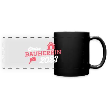 Hausbau Richtfest 2023 Bauherrin - Panorama-Tasse farbig - Schwarz - Vorne