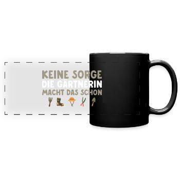 Gärtnern Humor Gartenarbeit Hobbygärtnerin - Panorama-Tasse farbig - Schwarz - Vorne