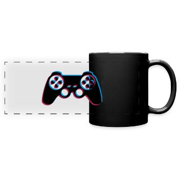 3d controller design logo clip art cool gamer zocke - Full Colour Panoramic Mug - black - Front