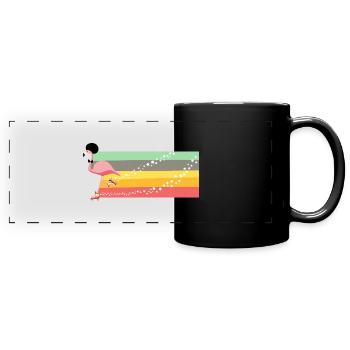 Retro Flamingo Rollerblade - Panorama-Tasse farbig - Schwarz - Vorne