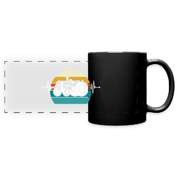Herzschlag Trecker - Panorama-Tasse farbig - Schwarz - Vorne