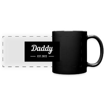 Papa seit 2022 - Panorama-Tasse farbig - Schwarz - Vorne