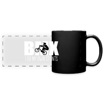 bmx je fais mes propres cascades - Mug panoramique uni - noir - Devant