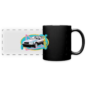 Hachiriku – AE86 Japanese vehicle in 80s style - Full Colour Panoramic Mug - black - Front
