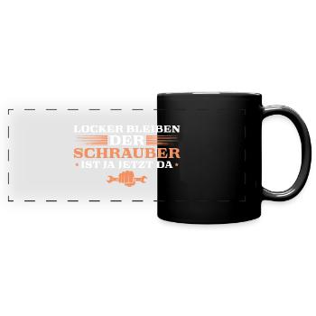 Kfz Mechaniker Locker bleiben Schrauber - Panorama-Tasse farbig - Schwarz - Vorne