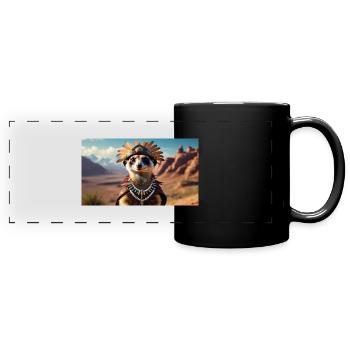 Suricate indien - Mug panoramique uni - noir - Devant