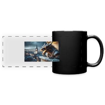 Gargoyle mit einem bösen Lächeln Monster dunkler Horror - Panorama-Tasse farbig - Schwarz - Vorne